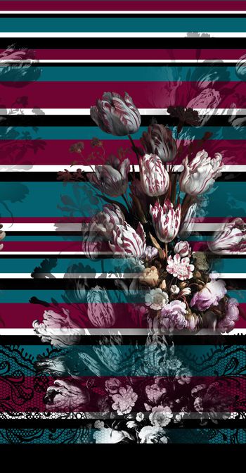 花卉、条纹印花华亿平台图片