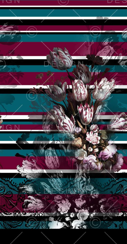 花卉、条纹印花华亿平台图片