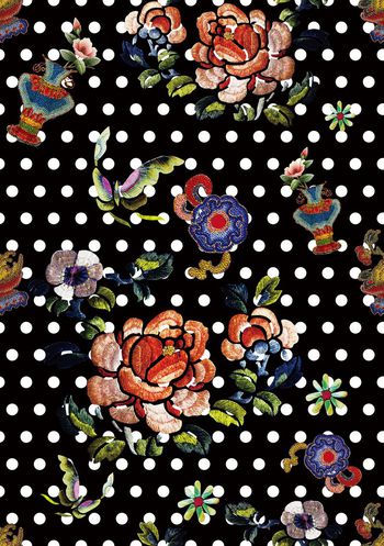 682310-民族风刺绣牡丹蝴蝶花瓶-A