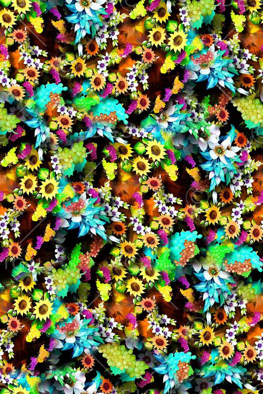 时尚抽象女装花卉数码印花印花华亿平台图片