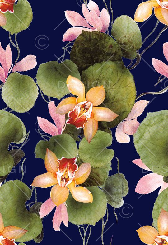 数码花大气花卉印花华亿平台图片