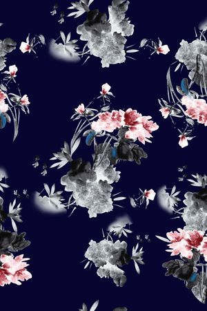 数码花大气花卉印花华亿平台图片