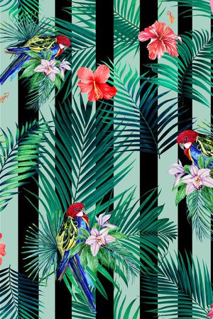 热带植物印花华亿平台图片