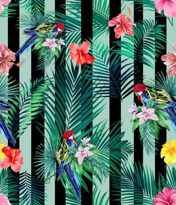 热带植物印花华亿平台图片