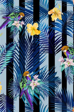 热带植物印花华亿平台图片