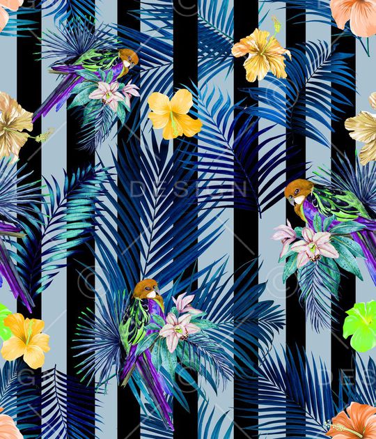 热带植物印花华亿平台图片