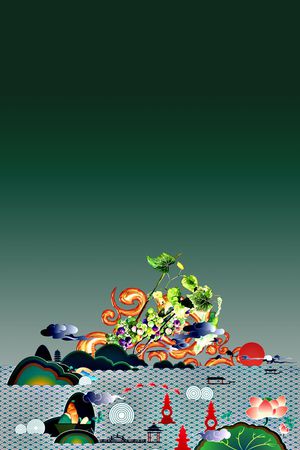 时尚抽象手绘几何风景印花印花华亿平台图片