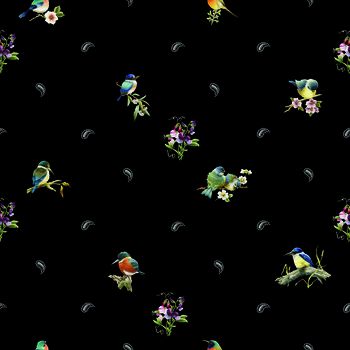 683936-时尚刺绣鸟华亿平台－黑