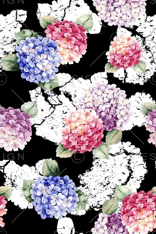 抽象手绘满版花卉印花华亿平台图片