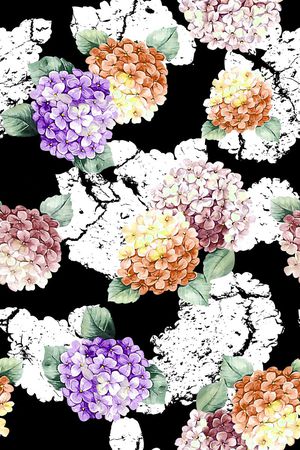 抽象手绘满版花卉印花华亿平台图片