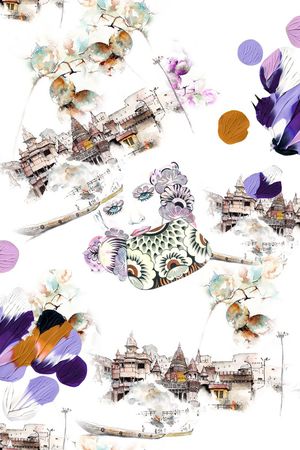 水彩建筑印花华亿平台图片