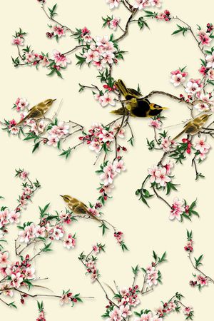 花鸟印花华亿平台图片