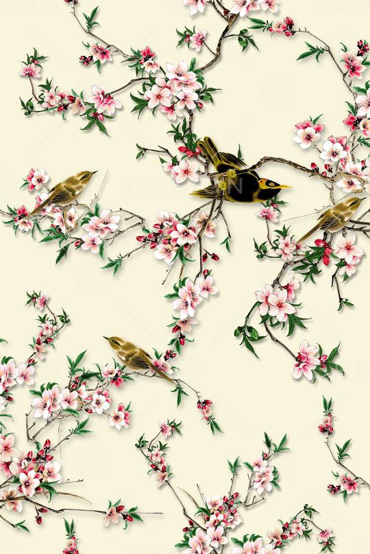 花鸟印花华亿平台图片