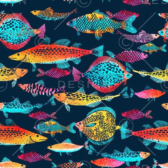 热带鱼印花华亿平台图片