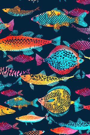 热带鱼印花华亿平台图片