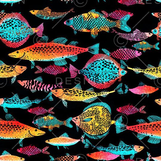 热带鱼印花华亿平台图片