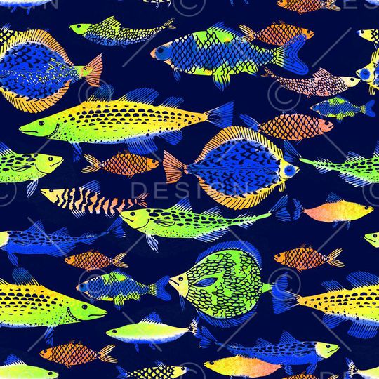 热带鱼印花华亿平台图片