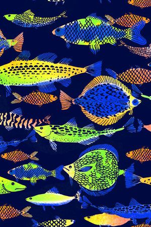 热带鱼印花华亿平台图片