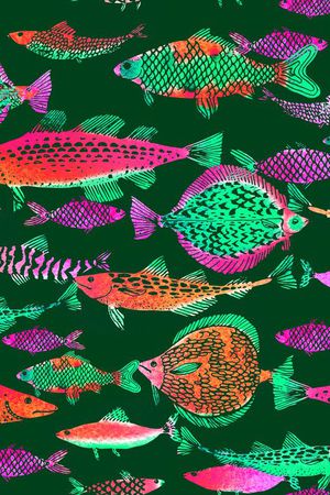 热带鱼印花华亿平台图片