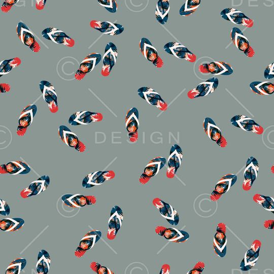 热带沙滩拖鞋鞋子椰树芭蕉叶图案印花华亿平台图片