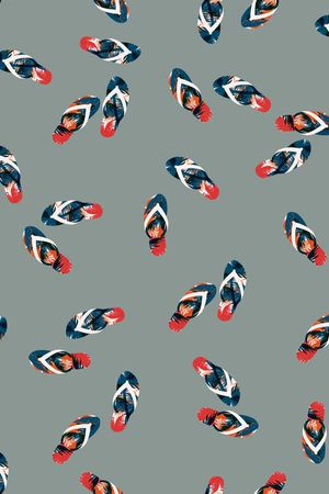 热带沙滩拖鞋鞋子椰树芭蕉叶图案印花华亿平台图片