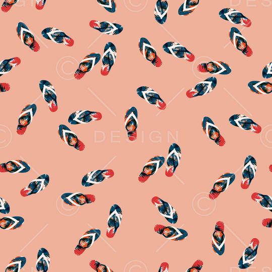 热带沙滩拖鞋鞋子椰树芭蕉叶图案印花华亿平台图片