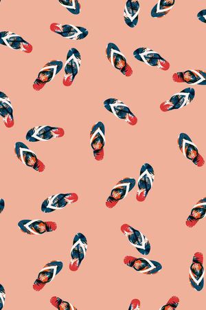 热带沙滩拖鞋鞋子椰树芭蕉叶图案印花华亿平台图片