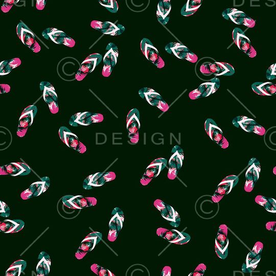 热带沙滩拖鞋鞋子椰树芭蕉叶图案印花华亿平台图片