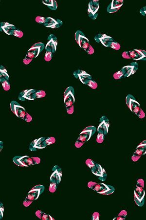 热带沙滩拖鞋鞋子椰树芭蕉叶图案印花华亿平台图片