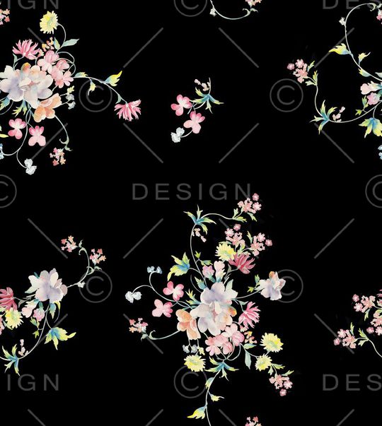 手绘水彩时尚花卉印花华亿平台图片