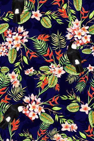 热带花卉印花华亿平台图片