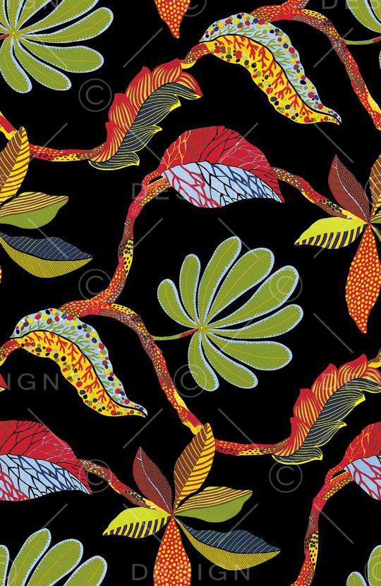 手绘植物印花华亿平台图片