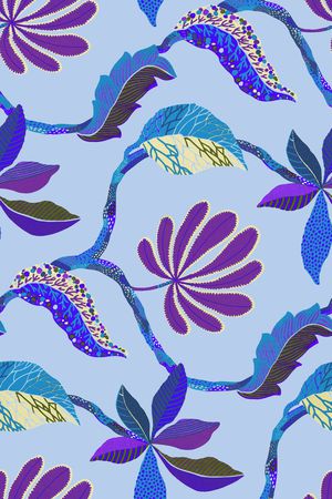 手绘植物印花华亿平台图片