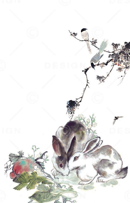 时尚手绘中国风水墨画印花印花华亿平台图片