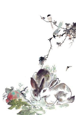 时尚手绘中国风水墨画印花印花华亿平台图片