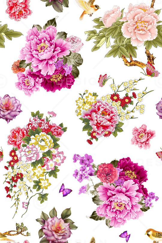 牡丹印花华亿平台图片