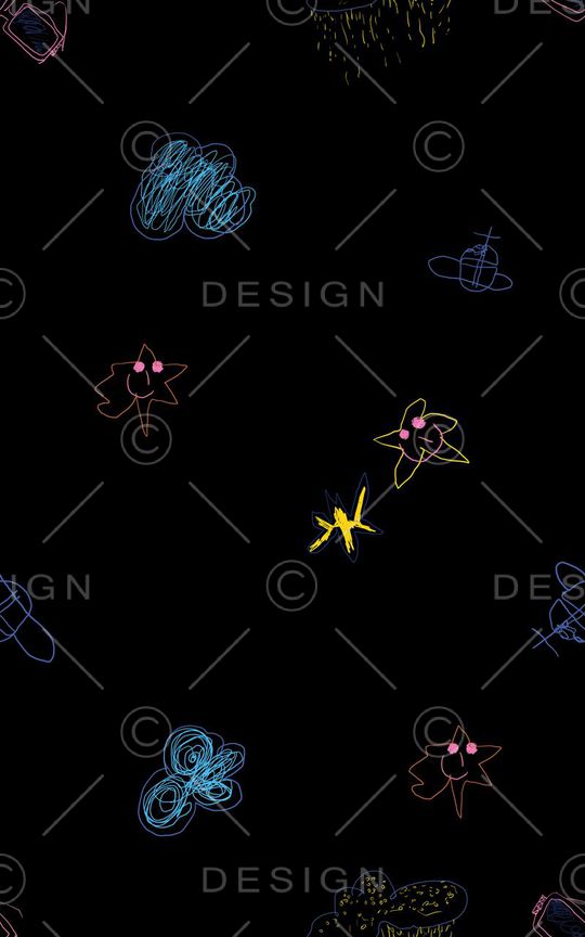 手绘线条印花华亿平台图片