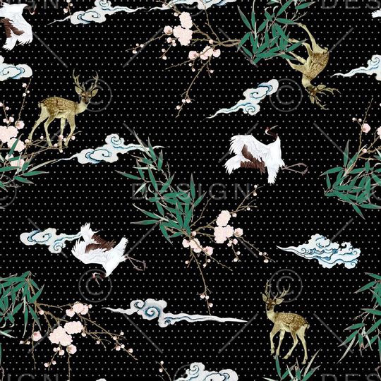 仙鹤印花华亿平台图片