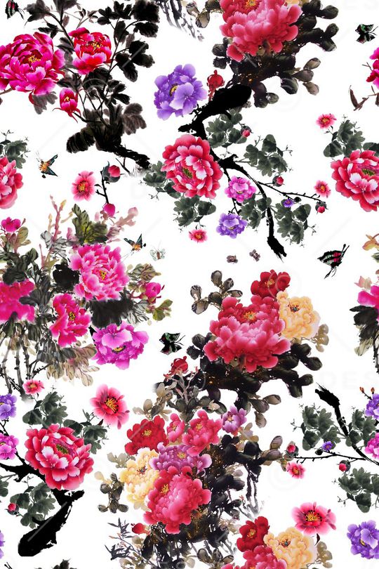 蝴蝶印花华亿平台图片