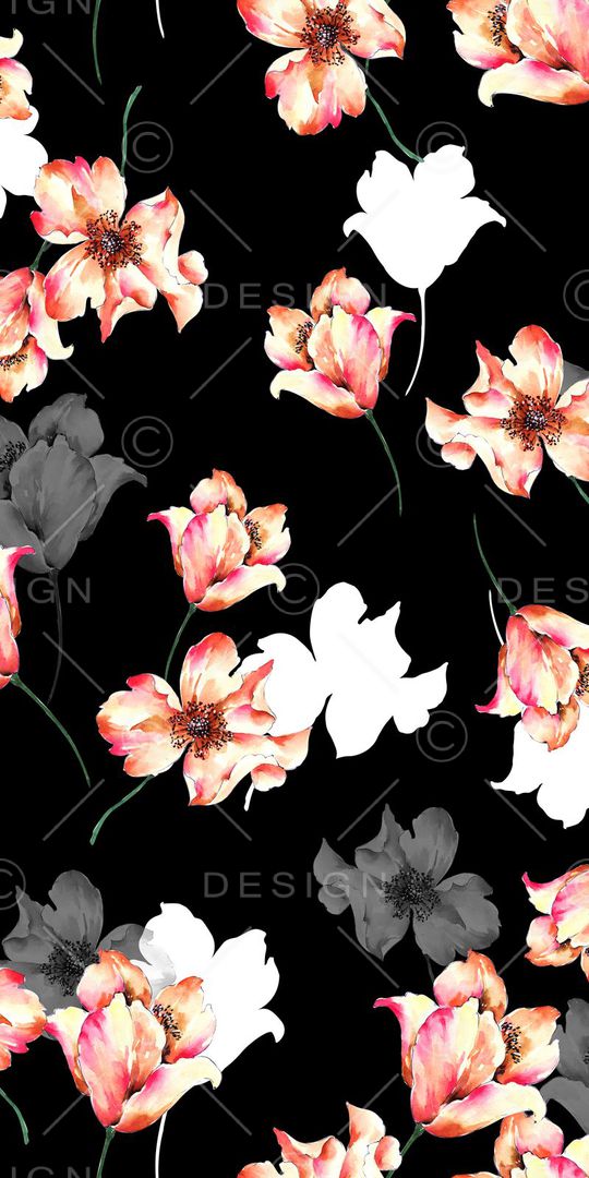 手绘花卉印花华亿平台图片