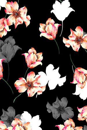 手绘花卉印花华亿平台图片