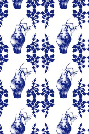 青瓷花印花华亿平台图片