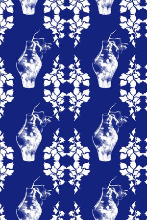 青瓷花印花华亿平台图片