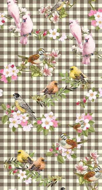 手绘花鸟印花华亿平台图片