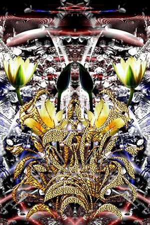 时尚金属未来科技感数码印花印花华亿平台图片