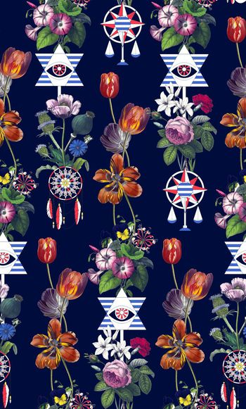 686702-创意花卉几何-宝蓝