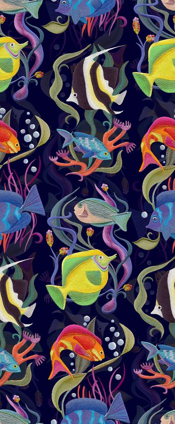 686713-创意刺绣质感海洋-宝蓝