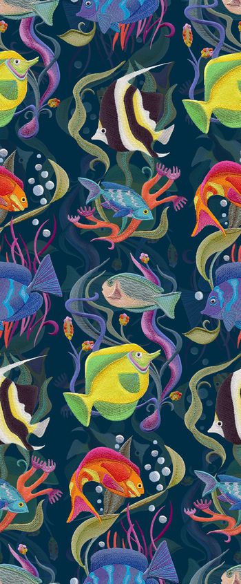 686714-创意刺绣质感海洋-藏青