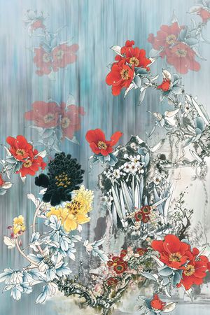 中国风定位花印花华亿平台图片