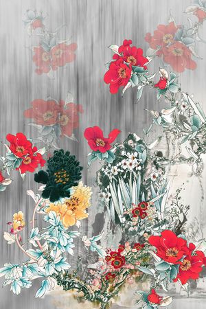 中国风定位花印花华亿平台图片